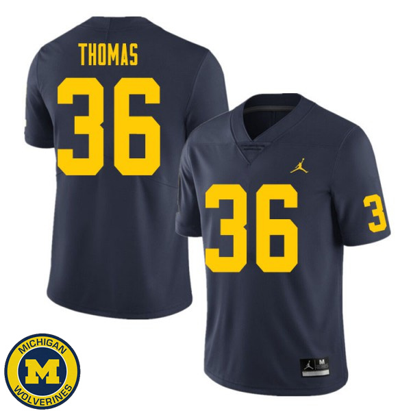 Men University of Michigan #36 Charles Thomas Navy NCAA Player Game Jersey